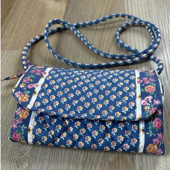 Vera Bradley Vintage Royal Blue‎ 80s Wallet on a String Like New Holds iPhone! - Picture 2 of 14